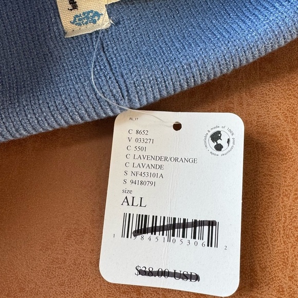 FREE PEOPLE MOVEMENT ICONIC BUTI KNIT BEANIE BLUE WITH ORANGE DESIGN NWT